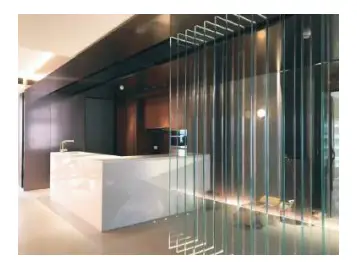 Stainless steel honeycomb panel used in a commercial interior