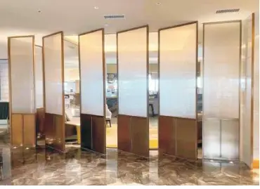 Wired glass partition panels with stainless steel framing