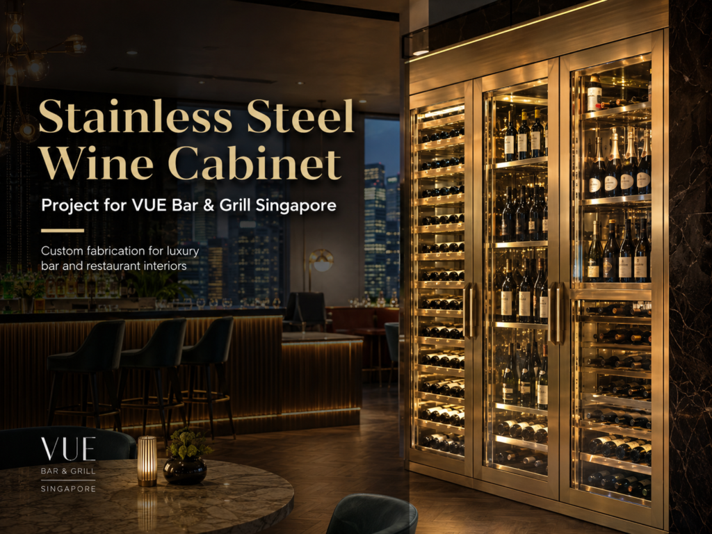 Stainless Steel Wine Cabinet for VUE Bar Singapore